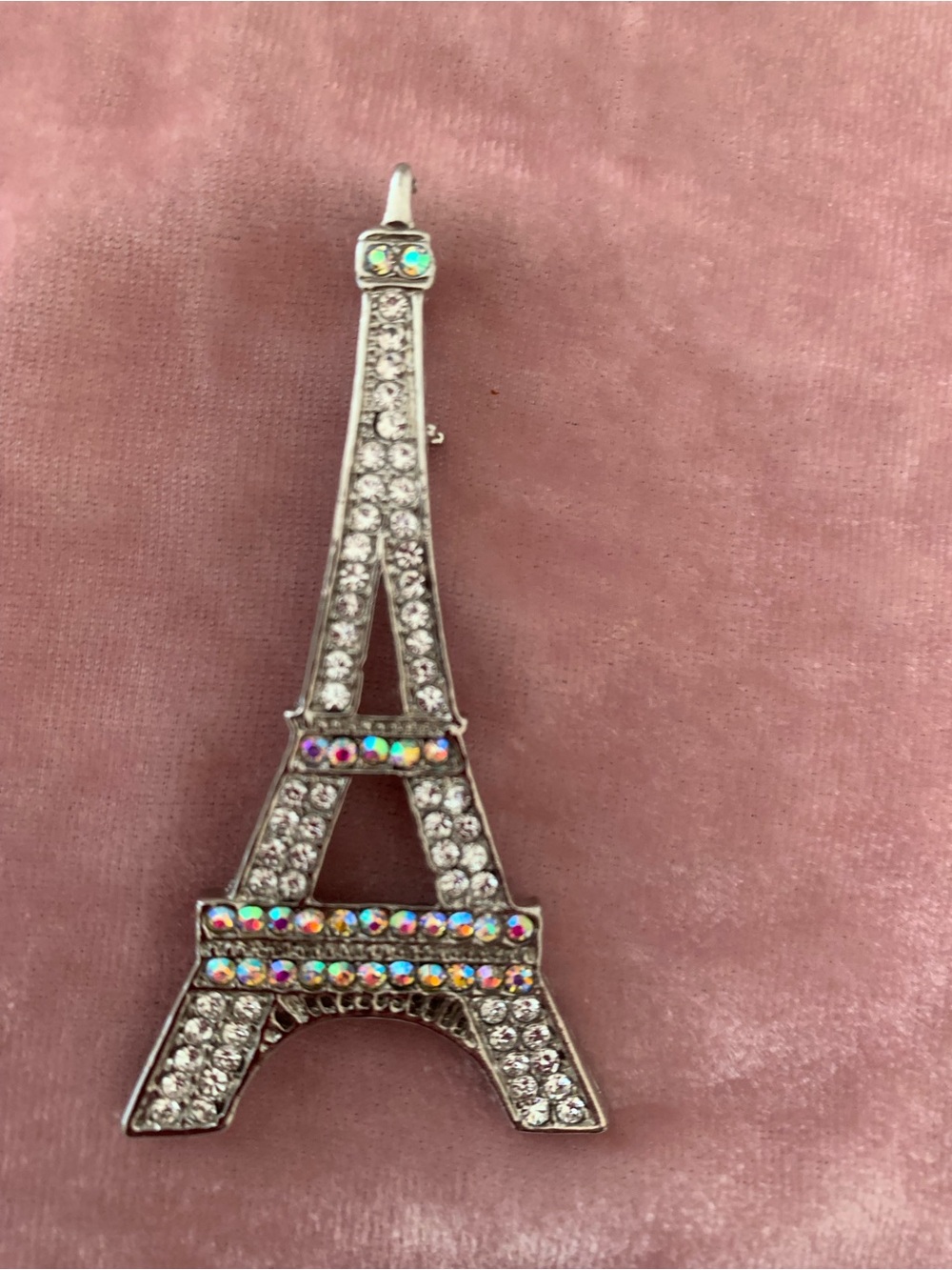 Crystal Eiffel Tower Pendant Necklace - Silver